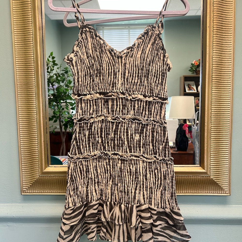 Striped Sleeveless Dress with Ruffle Hem